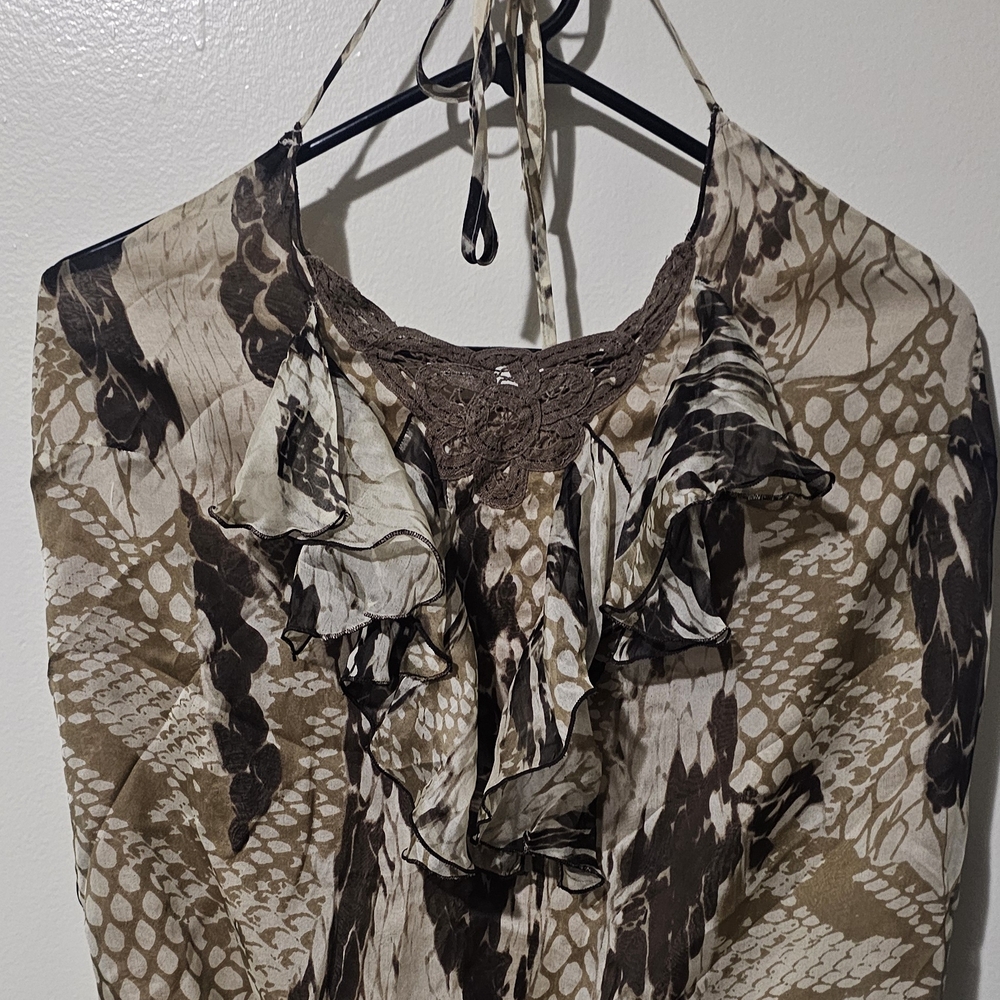 Elegant Brown Patterned Women's Top